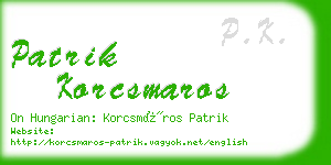 patrik korcsmaros business card